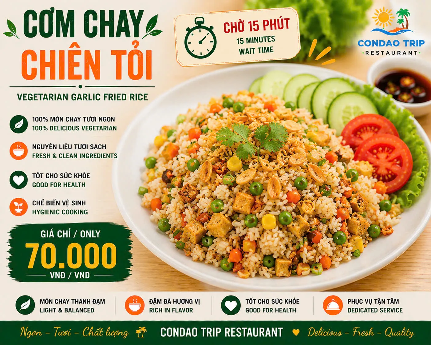 Cơm chiên tỏi 70k